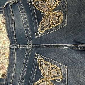 Rue21 Dark Blue Jeans with Butterfly Embellishments